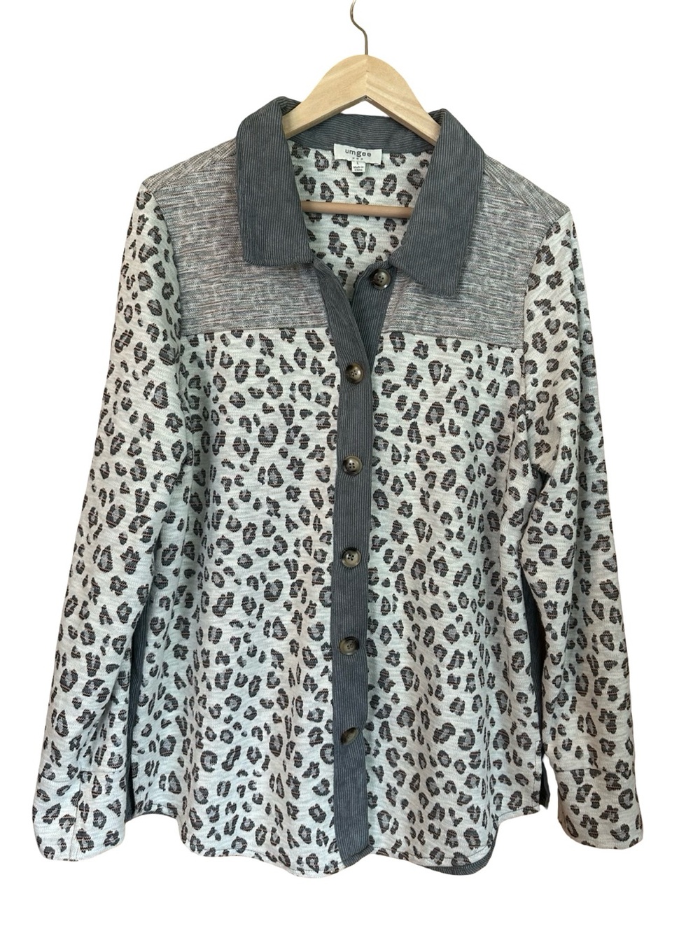Umgee Leopard Print Button Down Jacket Sz L
